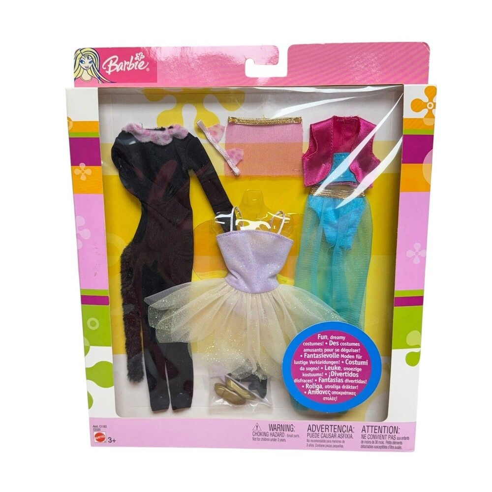 Vintage 2003 Mattel Barbie Fashions Fun Dreamy Costumes Clothes C1183 C3325 NIB